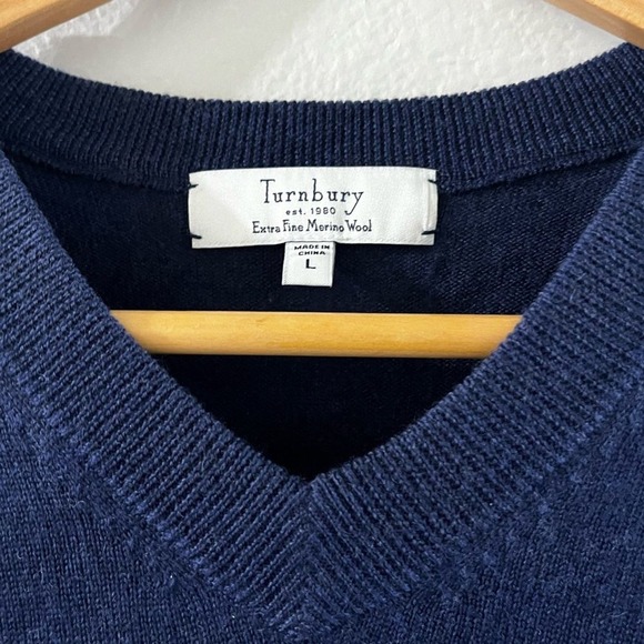 Men's Turbury SZ Large Merino Wool Sweater Vest  (Navy Blue Color) Soft - Picture 2 of 10